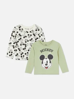 Outlet Primark 2 T-shirts à Manches Longues Disney Mickey Mouse Vert
