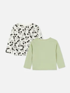 Outlet Primark 2 T-shirts à Manches Longues Disney Mickey Mouse Vert