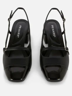 New Primark Babies à Talon Bloc Ouvert Noir