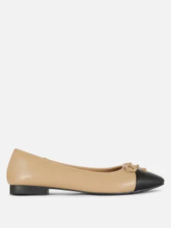 Outlet Primark Ballerines à Bout Renforcé Contrastant Camel