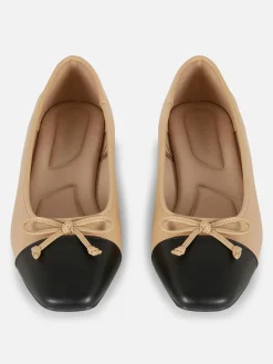 Outlet Primark Ballerines à Bout Renforcé Contrastant Camel