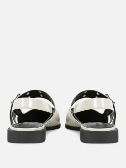 Discount Primark Ballerines à Talon Ouvert Et à Boucle Blanc