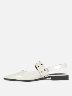 Discount Primark Ballerines à Talon Ouvert Et à Boucle Blanc