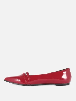 Outlet Primark Ballerines Vernies à Bout Pointu Rouge