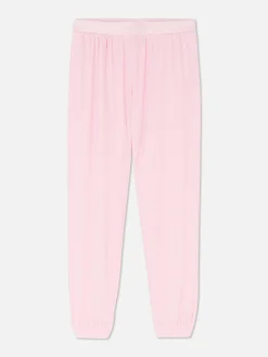 New Primark Bas De Pyjama Côtelé à Revers Rose clair