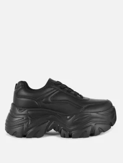 New Primark Baskets à Semelle Compensée Extreme Noir