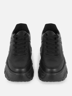 New Primark Baskets à Semelle Compensée Extreme Noir