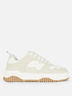 New Primark Baskets Basses Style Skater Naturel