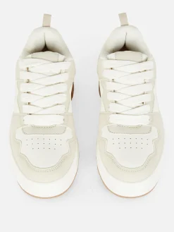 New Primark Baskets Basses Style Skater Naturel