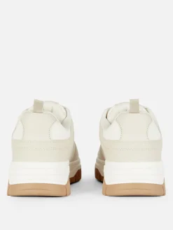 New Primark Baskets Basses Style Skater Naturel