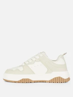 New Primark Baskets Basses Style Skater Naturel