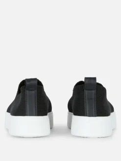 New Primark Baskets En Maille Côtelée Noir