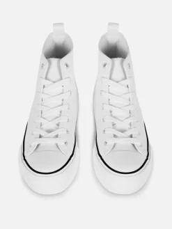 Primark Baskets Montantes Compensées En Simili Cuir Blanc