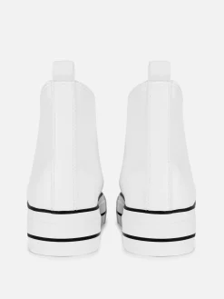 Primark Baskets Montantes Compensées En Simili Cuir Blanc