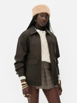 Best Primark Blouson Bomber En Simili Cuir à Effet Vieilli Rita Ora Marron