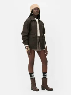 Best Primark Blouson Bomber En Simili Cuir à Effet Vieilli Rita Ora Marron