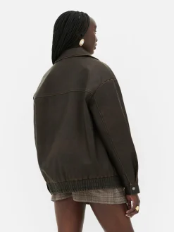 Best Primark Blouson Bomber En Simili Cuir à Effet Vieilli Rita Ora Marron