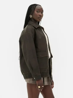 Best Primark Blouson Bomber En Simili Cuir à Effet Vieilli Rita Ora Marron