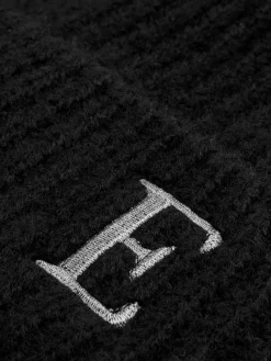 New Primark Bonnet à Pompon Avec Initiale Brodée Noir