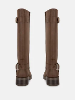 Clearance Primark Bottes De Motard à Bout Carré Chocolat