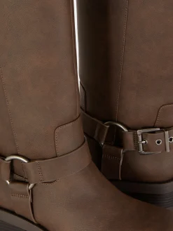 Clearance Primark Bottes De Motard à Bout Carré Chocolat