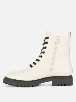 Discount Primark Bottes De Motard à Lacets Écru