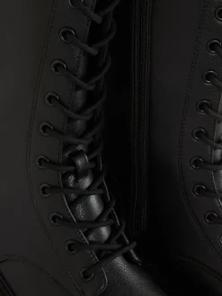 Discount Primark Bottes De Motard épaisses à Lacets Noir