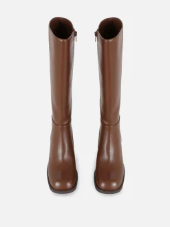 New Primark Bottes Hauteur Genou à Talon Marron