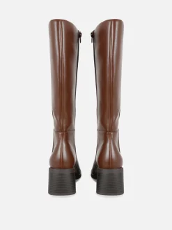 New Primark Bottes Hauteur Genou à Talon Marron