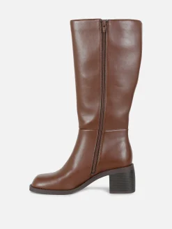 New Primark Bottes Hauteur Genou à Talon Marron