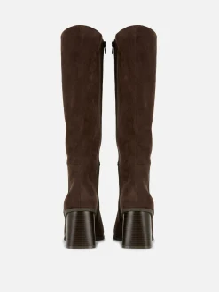 Online Primark Bottes Hauteur Genou à Talon Chocolat