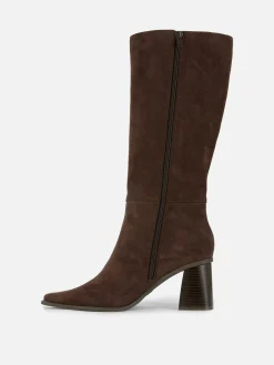 Online Primark Bottes Hauteur Genou à Talon Chocolat