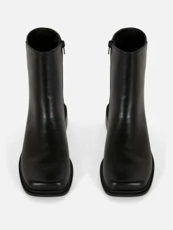 New Primark Bottines à Bout Carré Noir