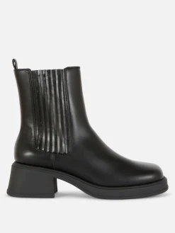 Discount Primark Bottines Chelsea à Talon Bloc Noir