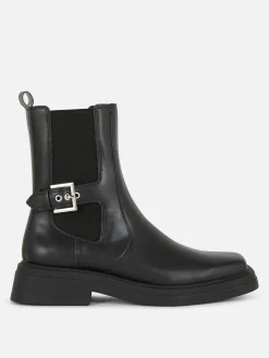 Best Primark Bottines Chelsea En Simili Cuir à Bout Carré Noir