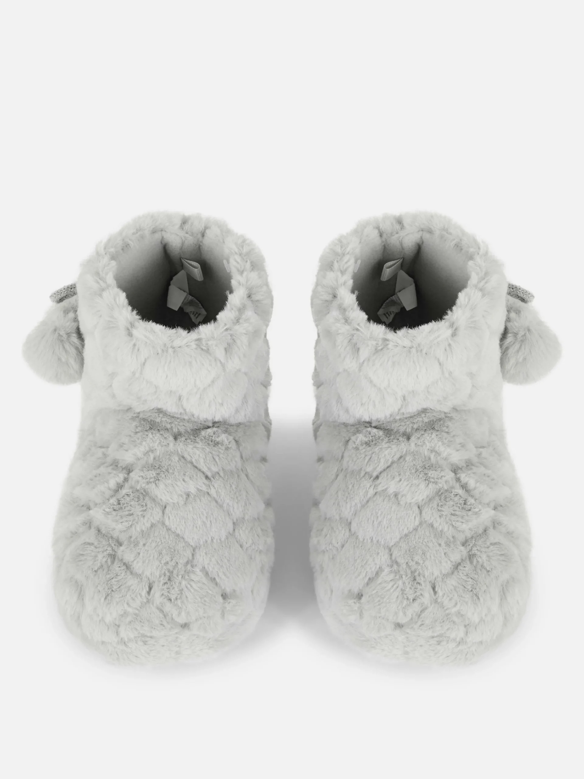 Primark Bottines Duveteuses à Pompons Gris
