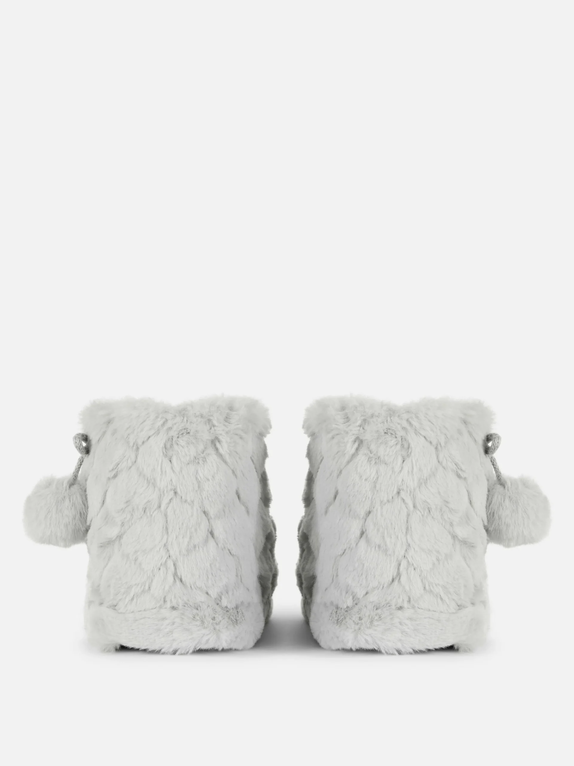 Primark Bottines Duveteuses à Pompons Gris