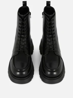 New Primark Bottines Lacées Avec Empiècement Sur L'embout Noir