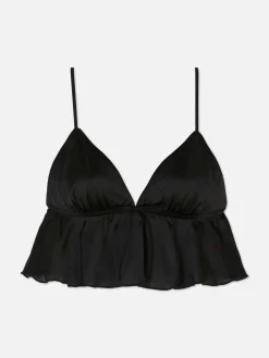 Clearance Primark Brassière Triangle Volantée En Satin Noir
