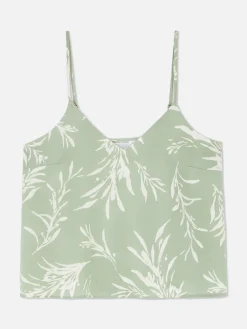 Hot Primark Caraco De Pyjama En Satin à Motif Feuilles Vert clair