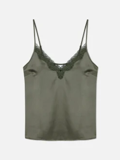 Clearance Primark Caraco De Pyjama En Satin Et Dentelle à Coordonner Kaki