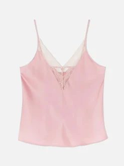 Clearance Primark Caraco De Pyjama En Satin Avec Finitions En Dentelle Rose
