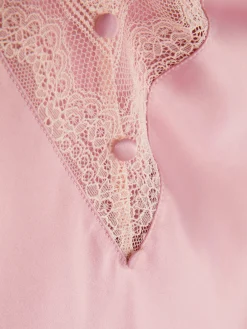 Clearance Primark Caraco De Pyjama En Satin Avec Finitions En Dentelle Rose