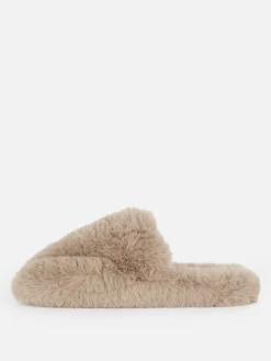 New Primark Chaussons En Fausse Fourrure Marron