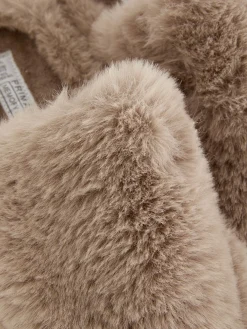 New Primark Chaussons En Fausse Fourrure Marron