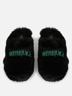 Discount Primark Chaussons Mule Duveteux Beetlejuice Noir/Blanc
