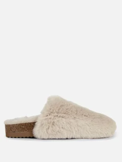 Clearance Primark Chaussons Mules Duveteux Naturel
