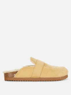 Primark Chaussons Style Mocassins Doublés De Fausse Fourrure Beige