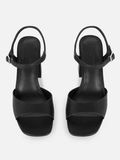 Sale Primark Chaussures à Talons Carrés Et Bride Incurvée Coupe Large Noir