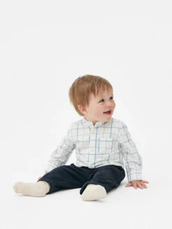 New Primark Chemise à Manches Longues à Carreaux Blanc